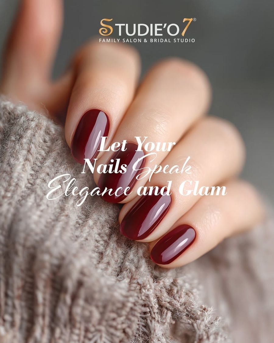 Deep red gel manicure